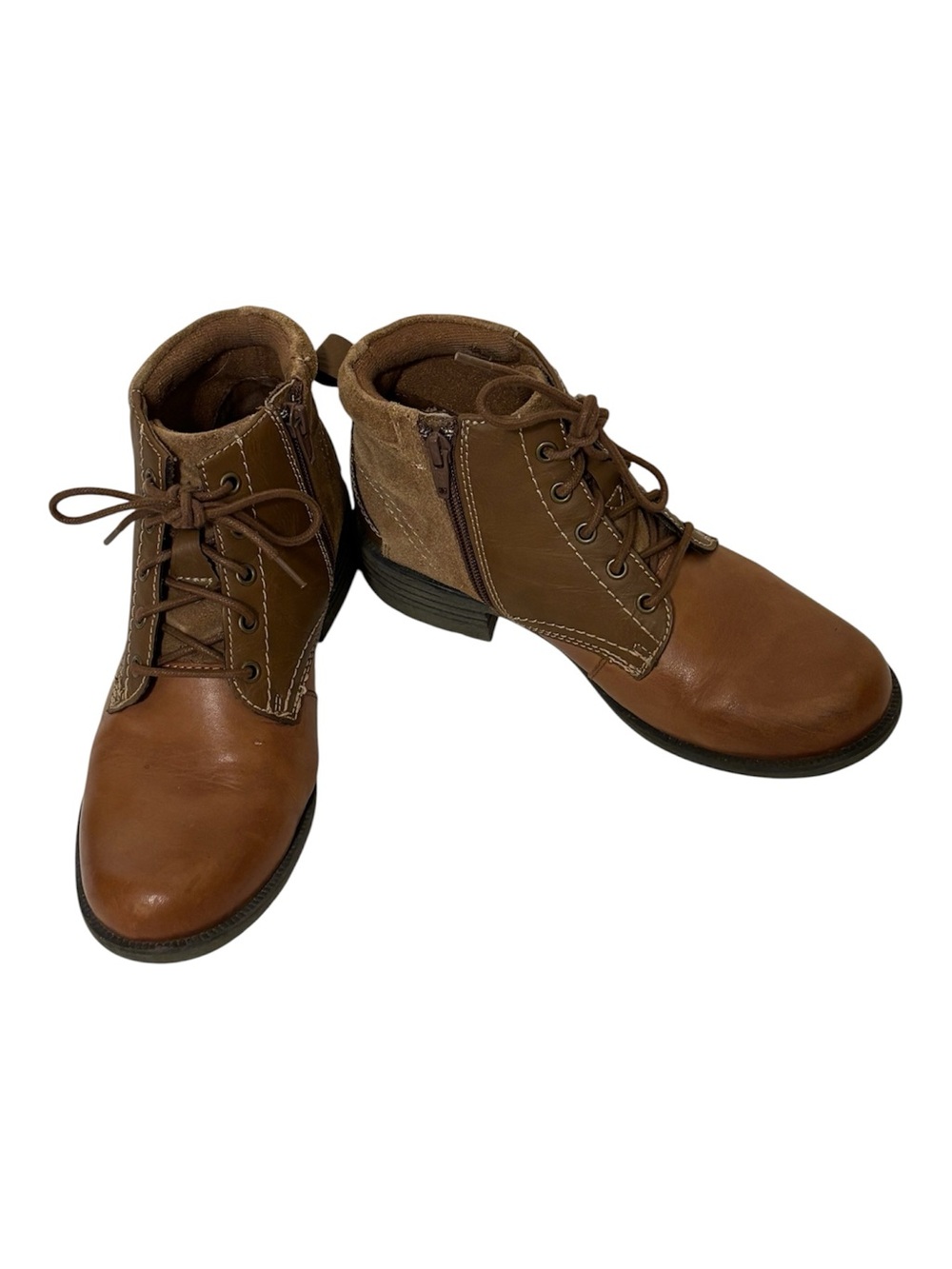 EARTH ORIGINS Pasha Brown Leather Tie Ankle Boots Size 7W